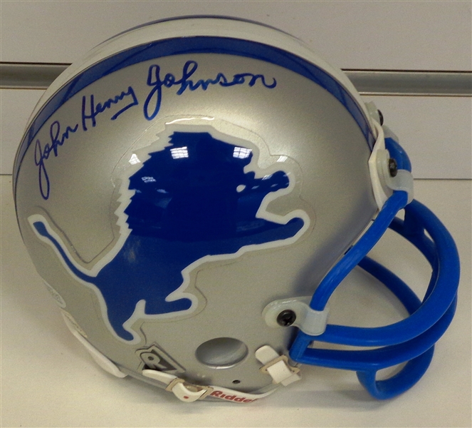 John Henry Johnson Autographed Lions Mini Helmet