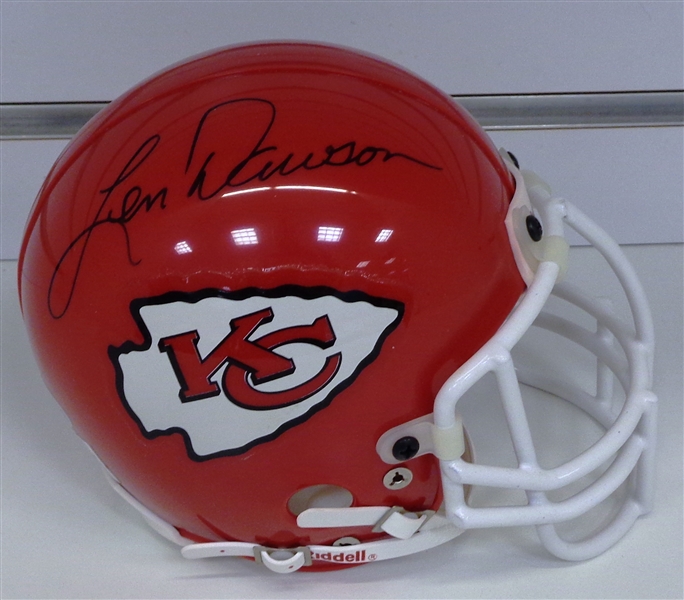 Len Dawson Autographed Chiefs Mini Helmet