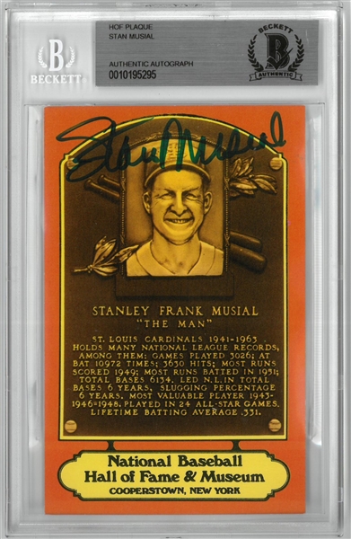 Stan Musial Autographed Hall of Fame Plaque