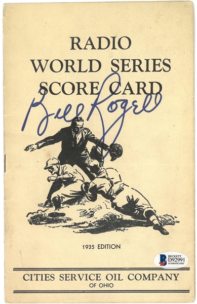 1935 World Series Score Card Signed by Bill Rogell