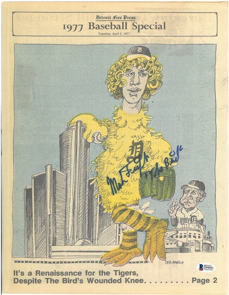 Mark "The Bird" Fidrych Autographed 1977 Detroit Free Press Magazine