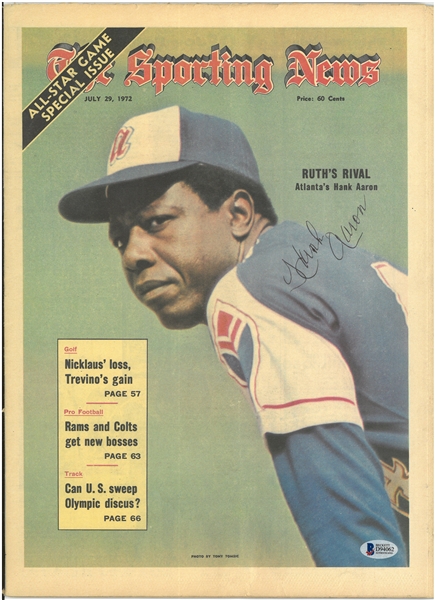 Hank Aaron Autographed 1972 Sporting News