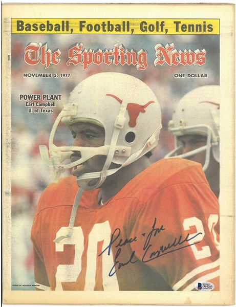 Earl Campbell Autographed 1977 Sporting News