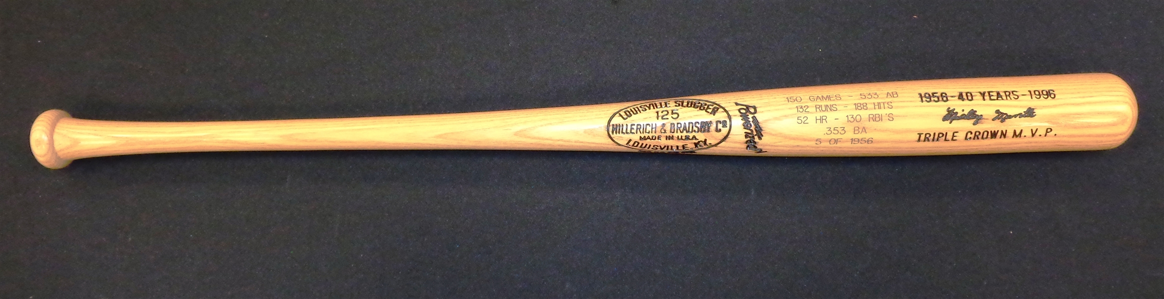 Mickey Mantle Limited Edition Triple Crown 40th Anniversary Bat