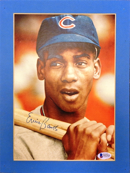 Ernie Banks Autographed Matted Photo. 