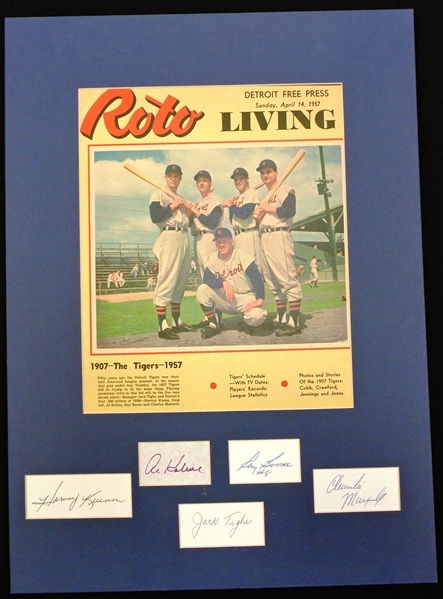 1957 Detroit Tigers Autographed Matted Display Piece