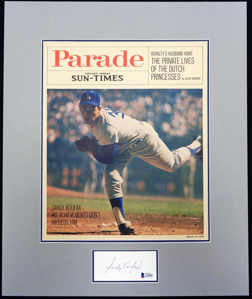 Sandy Koufax Autographed Matted Display Piece