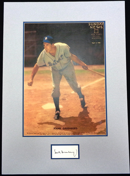 Hank Greenberg Autographed Matted Display Piece