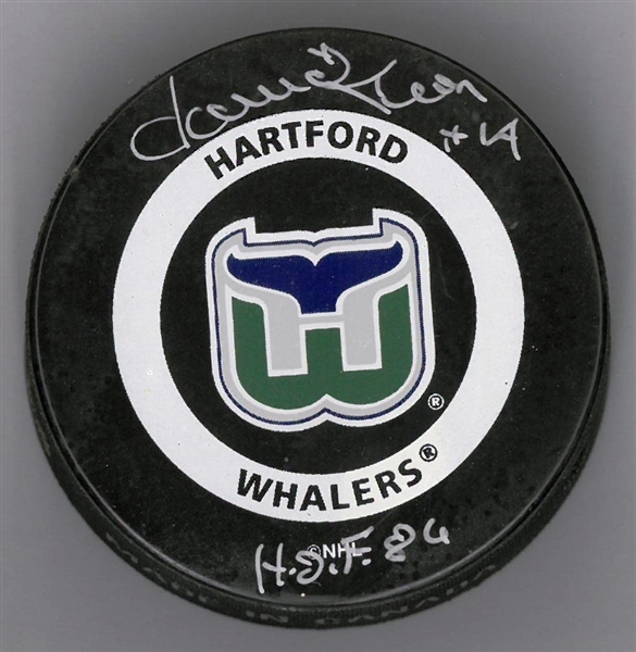 Dave Keon Autographed Whalers Game Puck
