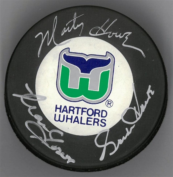 Gordie/Mark/Marty Autographed Whalers Puck