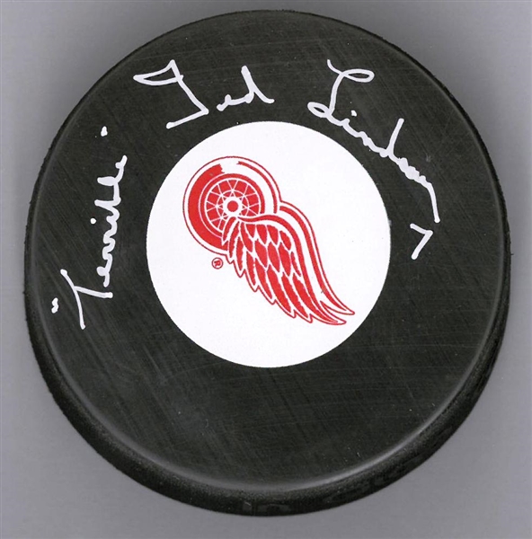 "Terrible" Ted Lindsay Autographed Puck