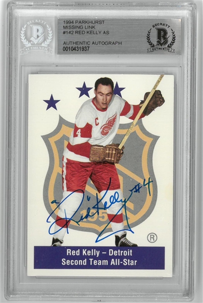 Red Kelly Autographed 94 Parkhurst Card
