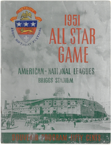 1951 MLB All Star Game Program (Detroit Briggs Stadium)