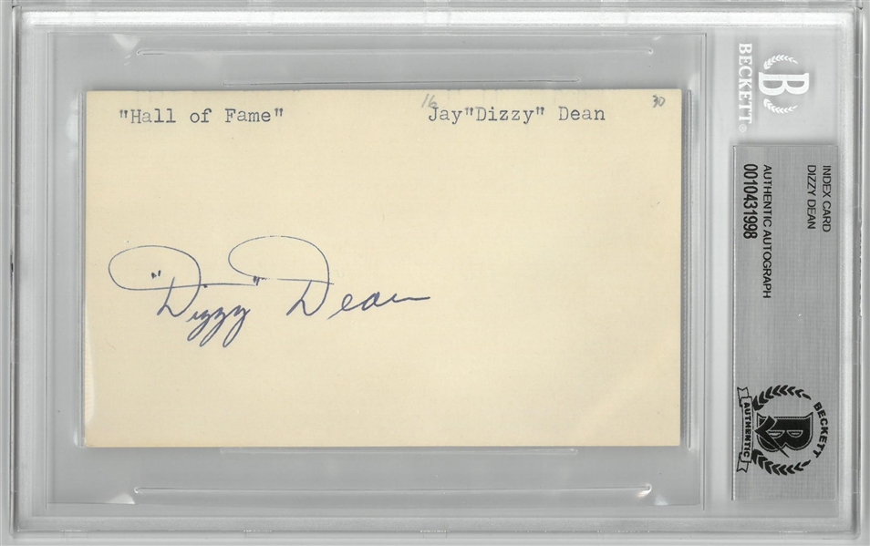 Dizzy Dean Autographed 3x5 Index Card