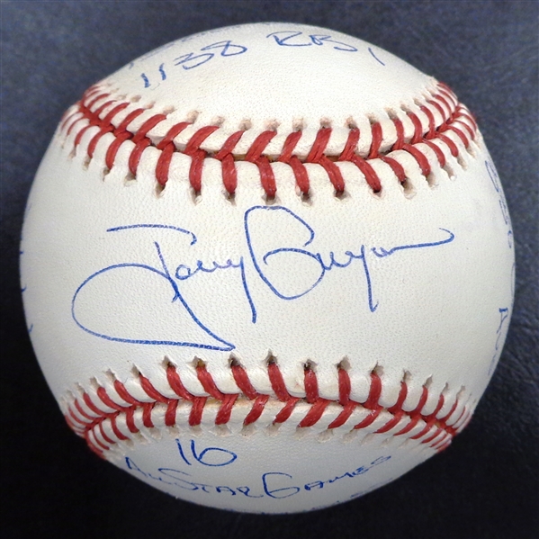 Tony Gwynn Autographed Stat Ball - 13 Inscriptions!