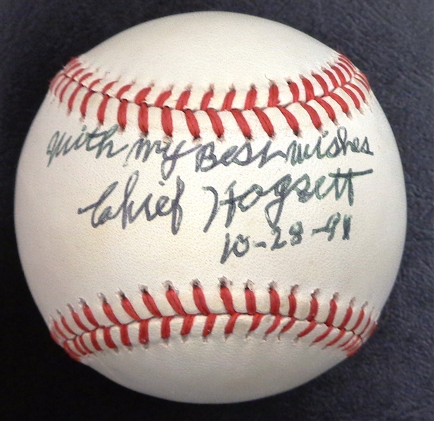 Chief Hogsett Autographed Baseball