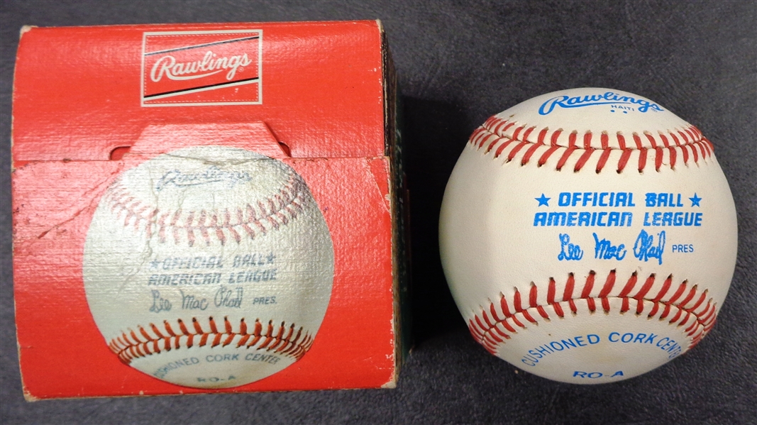 1977-1984 Rawlings Lee MacPhail Official American League Baseball with Box