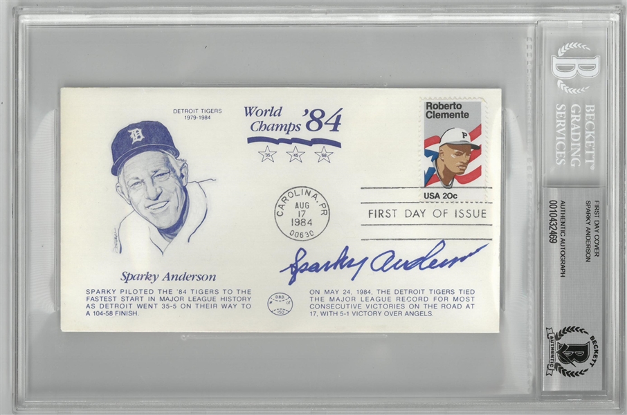 Sparky Anderson Autographed First Day Cover Cachet