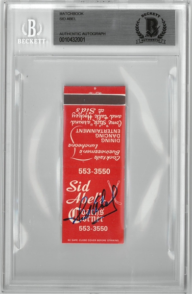 Sid Abel Autographed Matchbook From His Bar