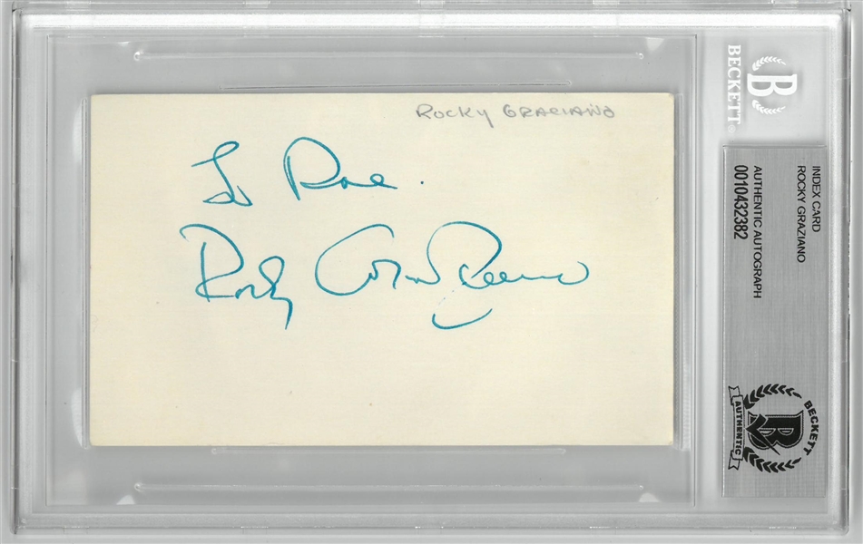 Rocky Graziano Autographed 3x5 Index Card