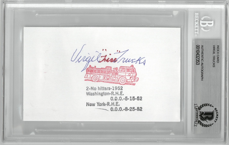 Virgil "Fire" Trucks Autographed 3x5 Index Card