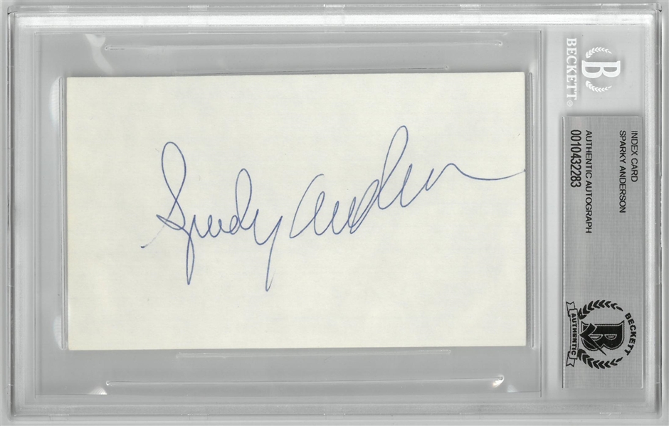 Sparky Anderson Autographed 3x5 Index Card