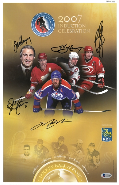 2007 Hockey Hall of Fame Inductees 11x17 Signed by All 5