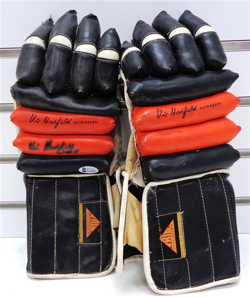 Vic Hadfield Autographed Hockey Gloves