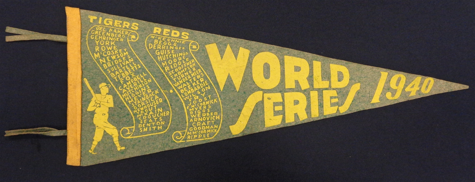 1940 World Series Pennant Tigers vs Reds