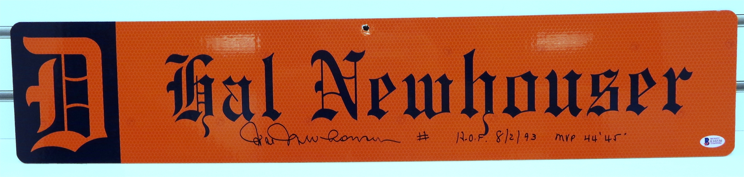 Hal Newhouser Autographed Custom Street Sign
