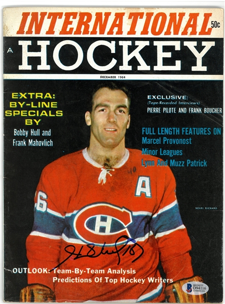 Henri Richard Autographed 1964 International Hockey Magazine