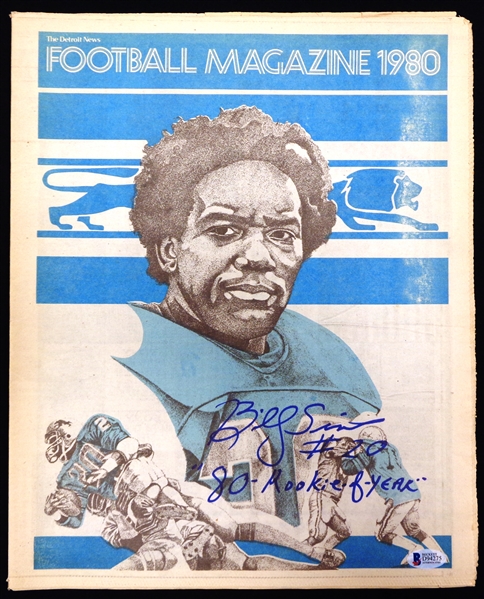 Billy Sims Autographed 1980 Detroit News Football Magazine
