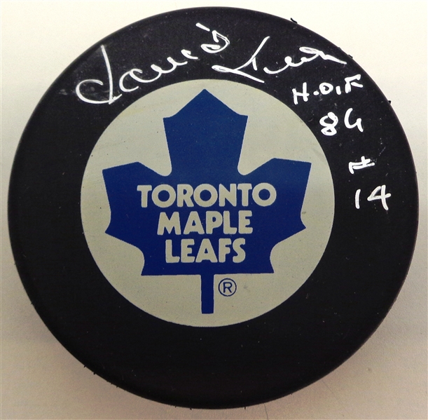 Dave Keon Autographed Maple Leafs Puck with HOF