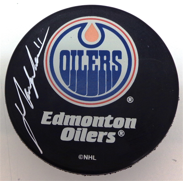 Mark Messier Autographed Edmonton Oilers Puck