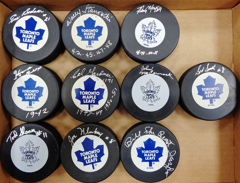 Maple Leafs of the 1940s Autographed Puck Lot of 10