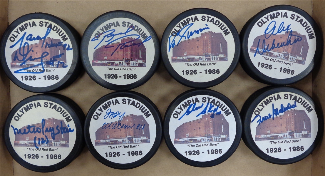 Olympia Stadium Autographed Puck Lot of 8