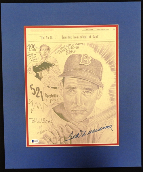 Ted Williams Autographed Matted Piece
