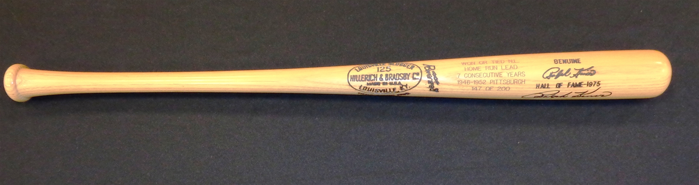 Ralph Kiner Autographed Game Model Limited Edition Bat