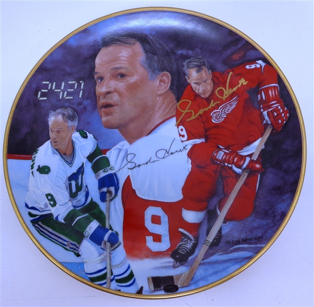 Gordie Howe Autographed 8" Ussher Goal Plate