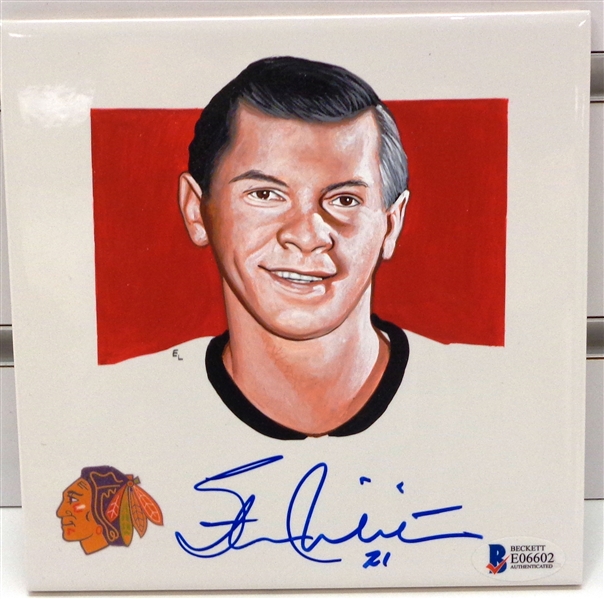 Stan Mikita Autographed 5" Hand Painted Tile