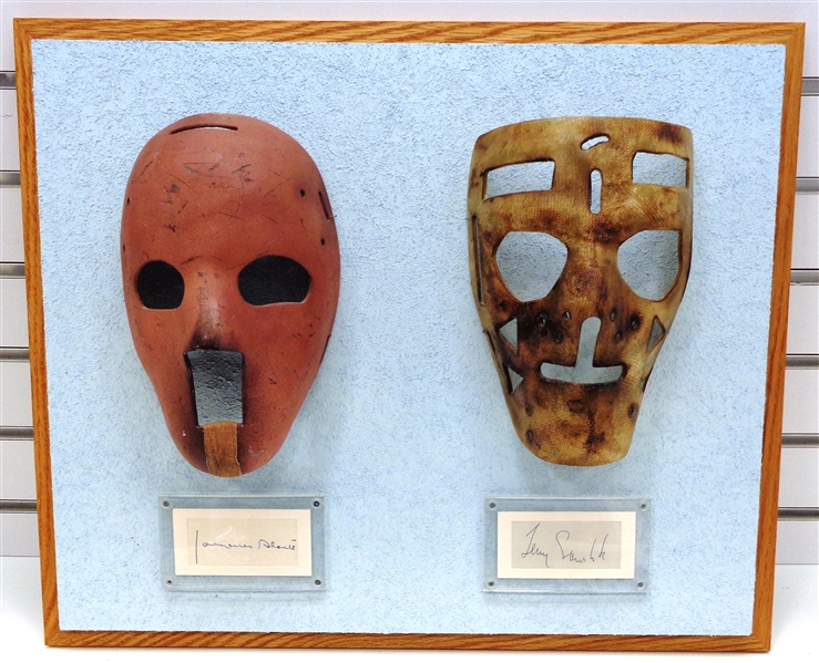 Sawchuck & Plante Masks & Autographs Display Piece