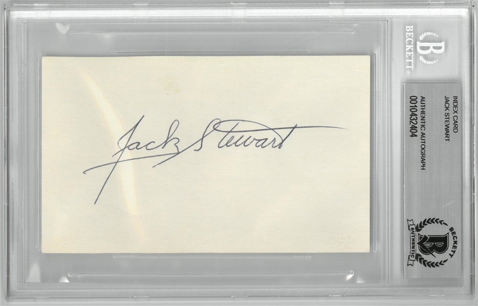 "Black" Jack Stewart Signed 3x5 Index Card