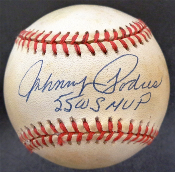 Johnny Podres Autographed Baseball w 55 WS MVP