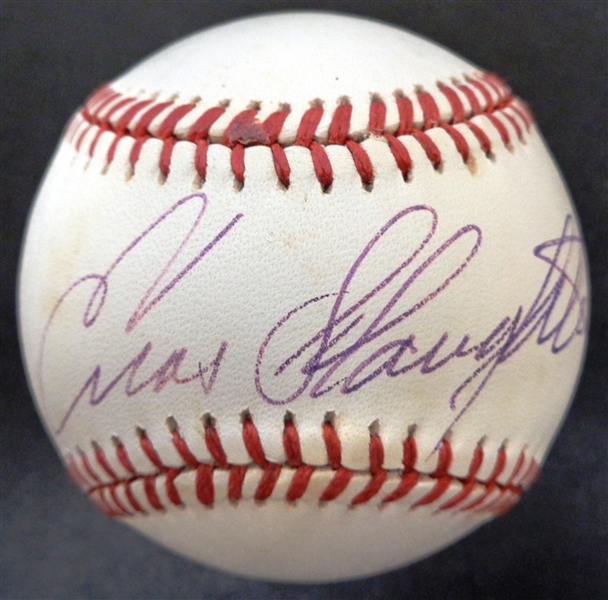 Enos Slaughter Autographed Baseball