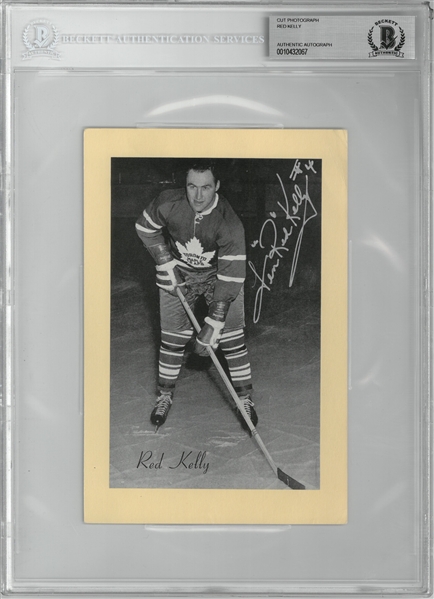 Red Kelly Autographed Beehive Type II Card/Photo