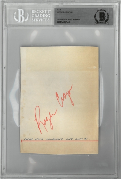 Roger Crozier Signed 4x6 Cut Autograph