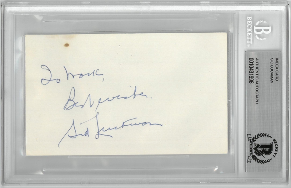 Sid Luckman Autographed 3x5 Index Card