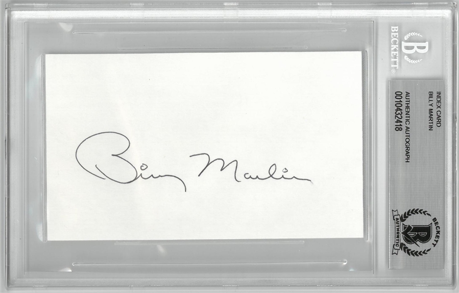 Billy Martin Autographed 3x5 Index Card