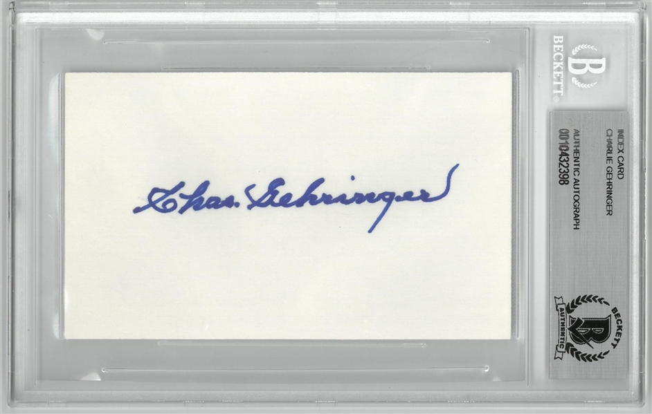 Charlie Gehringer Autographed 3x5 Index Card