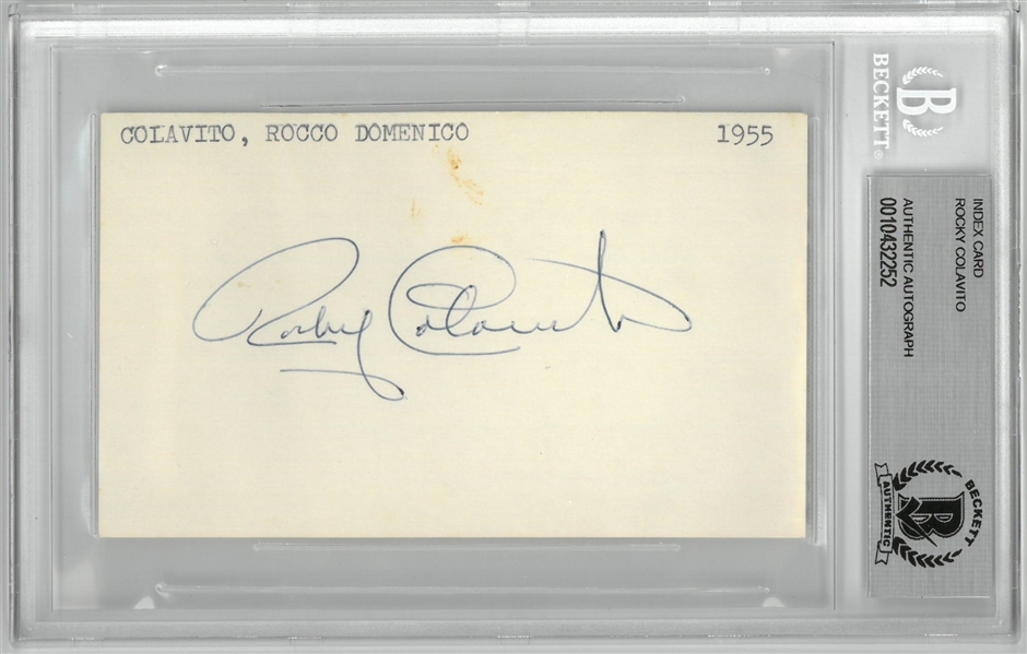 Rocky Colavito Autographed 3x5 Index Card